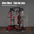 thumbnail image 5 of Mikolo Power Cage, Squat Rack with Dual Pulley Cable Crossover System, Multifunction Free Weight with Red Barbell and Weight Bench and 340LB Colorful Weight Plates, 5 of 15