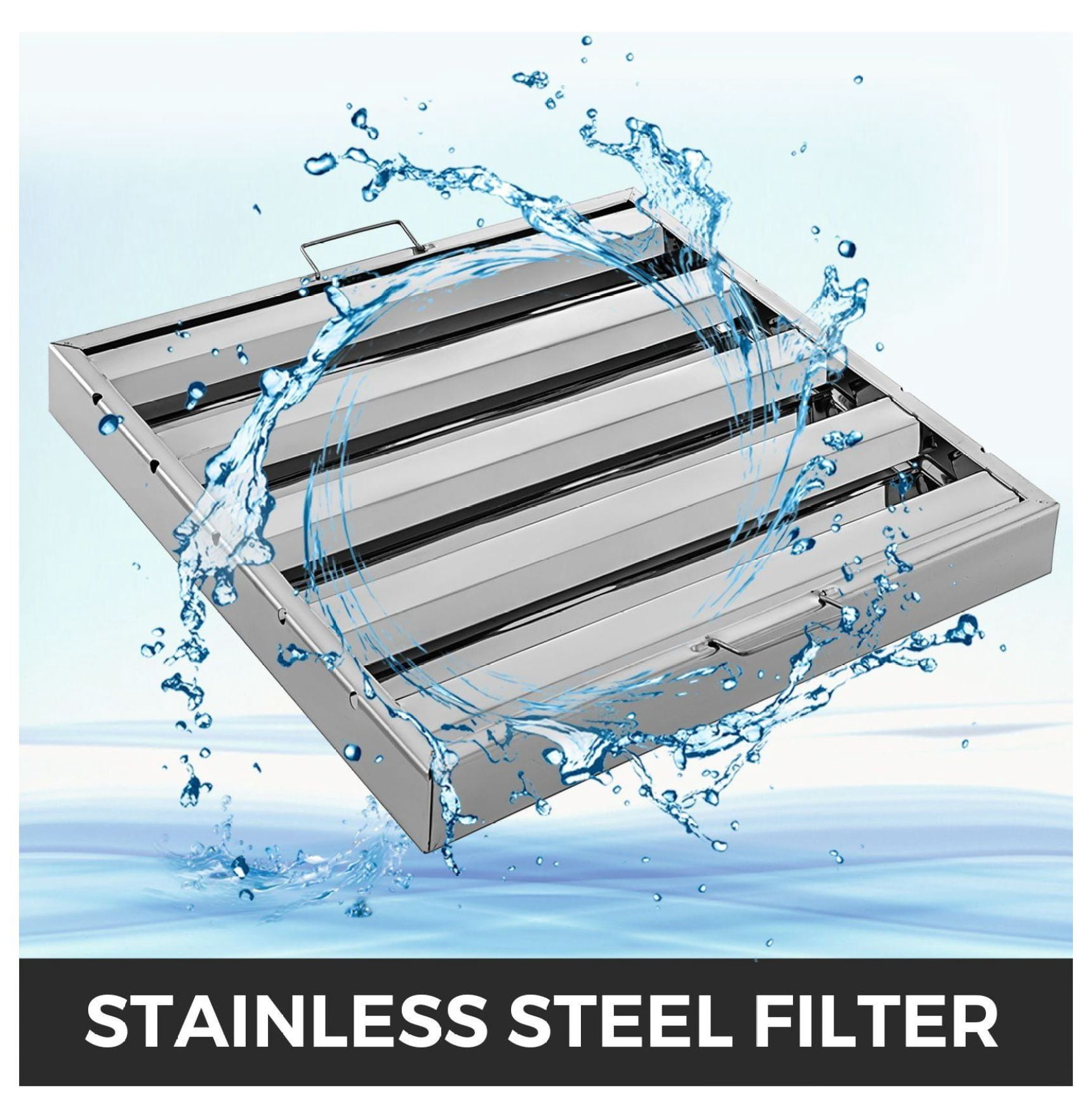 Range Hood Filters 6 Pack 20x20x2 Inch, 430 Stainless Steel Grease Filters, 4 Grooves Commercial Kitchen Hood Filters for Restaurant & Home Use