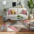 thumbnail image 5 of Well Woven Walker Grey & Blush Pink Triangle Boxes Thick Soft Plush 3D Textured Shag Area Rug 8x10 (7'10" x 9'10"), 5 of 8