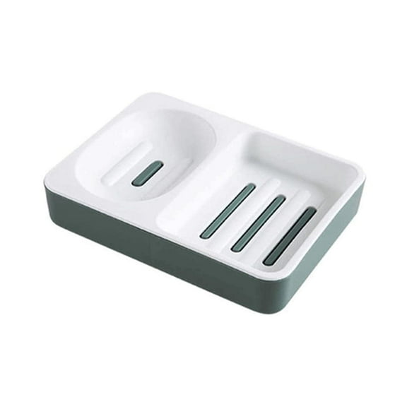 Simple Double Compartment Soap Dish with Drainage Soap Box with Tray Soap Dish Holder Countertop Soap Case Box Saver Easy to wash