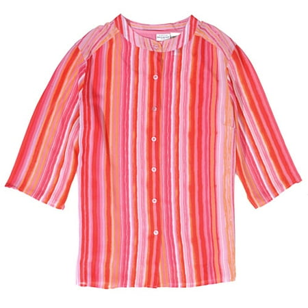 White Stag - Women's Plus Striped Mandarin Top