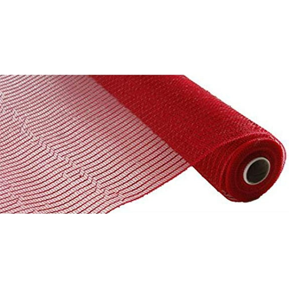 Wide Foil Deco Poly Mesh Ribbon, 10 Inches x 30 Feet (Red, Red Foil)