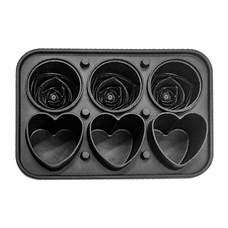 Fulande 3D Rose Ice Molds,2 inch Large Ice Cube Trays, Make 4 Giant Cute Flower Shape Ice, Silicone Rubber Fun Big Ice Ball Maker for Cocktails Juice Whiskey
