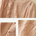 thumbnail image 4 of Annhoo Cotton Linen Tops for Women Lightweight Side Button Long Sleeve Crewneck Blouses Floral Embroidered Tees, 4 of 5