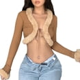 thumbnail image 4 of Autumn Sexy Women's Tops New Lace-up Cardigan Short V-neck Slim Top-White-S, 4 of 8
