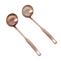 HEATSHAKING 2Pcs Stainless Kitchen Utensil Set Nonstick Heat Resistant Soup Spoon for Home Cooks Rose Gold
