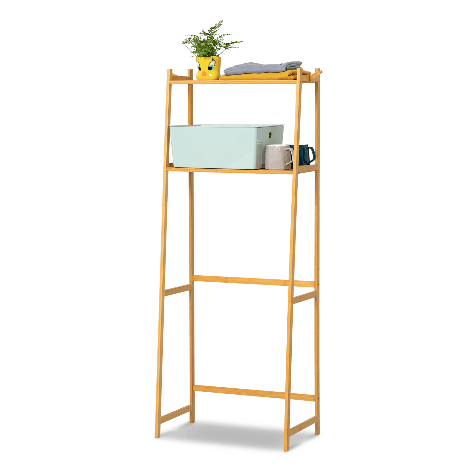 Magshion Bamboo 2 Tiers Over the Toilet Shelf, Shampoo Tissue Organizer