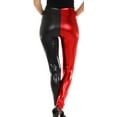 thumbnail image 4 of Sakkas Shiny Liquid Metallic High Waist Stretch Leggings - Made in USA - Black / Red - S, 4 of 6