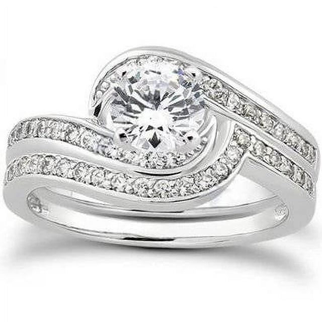 Ensemble de Bagues de Mariage en Diamant 7/8ct Or Blanc 14K