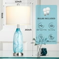 thumbnail image 4 of Cinkeda Coastal Glass Table Lamp Set of 2 with Nightlight USB A+C Ports AC Outlet Modern 3 Way Dimmable Touch Control Nautical Blue Nightstand Bedside Lamps for Living Room Bedroom, 4 of 9