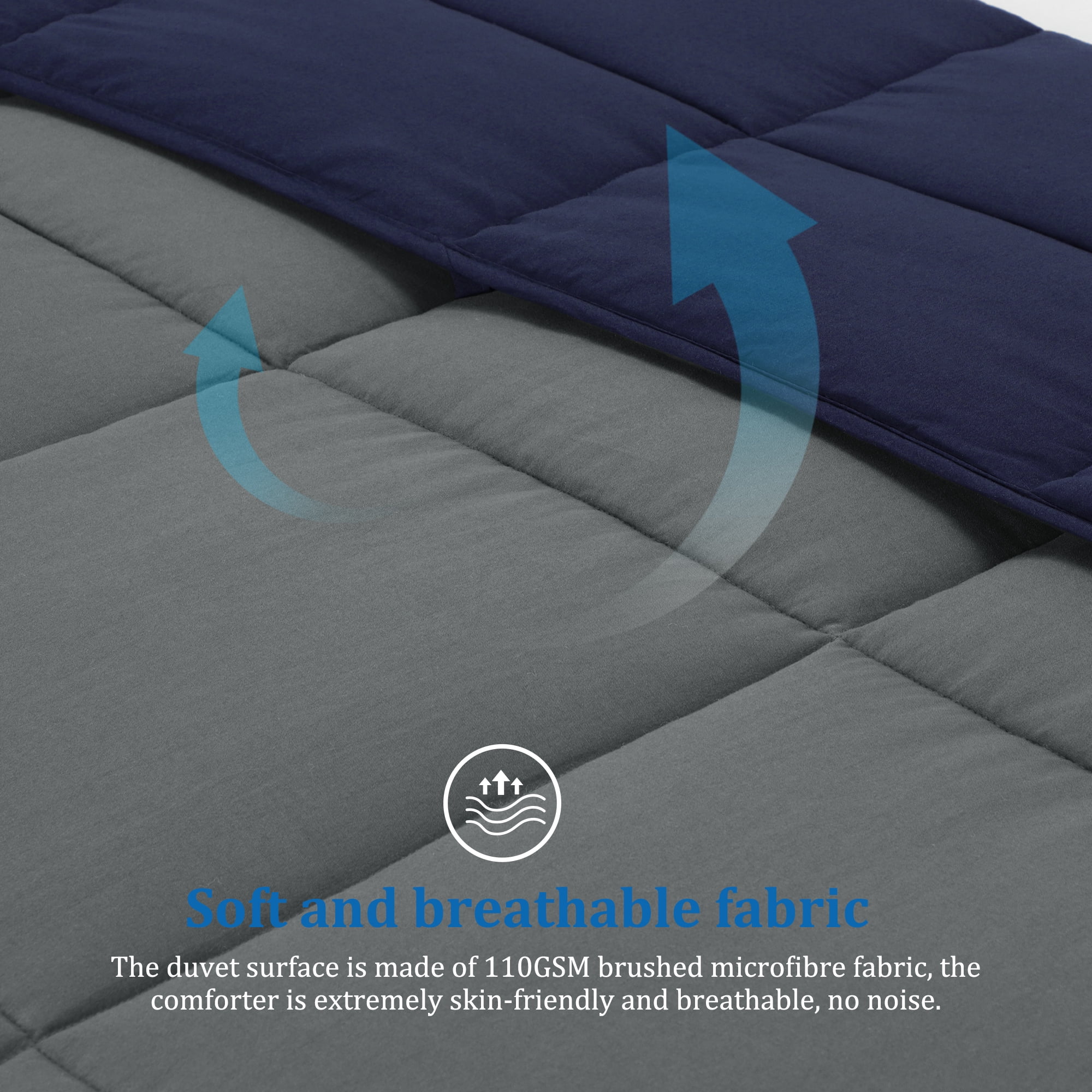 Unique Bargains Quilt Lightweight Down Comforter Dark Gray/Navy Twin