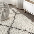 thumbnail image 5 of JONATHAN Y MERCER SHAG 2 x 8 Runner Rug, Mercer Plush Tassel Moroccan Geometric Trellis - Ivory/Gray, MCR101B-28, 5 of 8