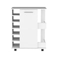 thumbnail image 2 of Modern White Bar Cart With And Storage, 6 Wine Rack, Engineered Wood For Living Space 2 Storage Shelves, 6-wine Bottle Rack Smooth-rolling , Area, 2 of 4