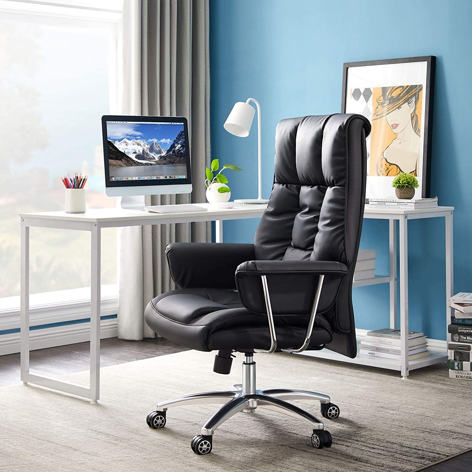 Tribesigns Ergonomic Office Chair Big And Tall 400lbs Desk Chairs High Back Pu Executive With 23 6 Wide Seat Lumbar Support Task Swivel Black Com Tribesigns Ergonomic Office Chair Big, Tall Office Desk Chairs