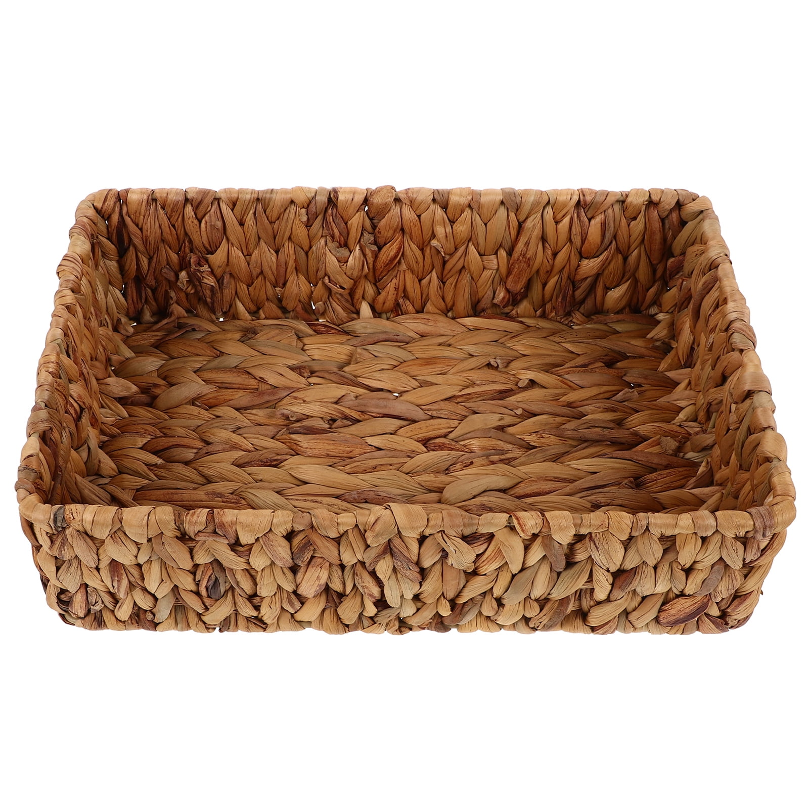 Rectangular Wicker Basket Handwoven Fruit Storage Basket Small Decorative Basket Woven Sundries Organizer Tabletop Storage Container Bins For Home Kitchen Bathroom Bar