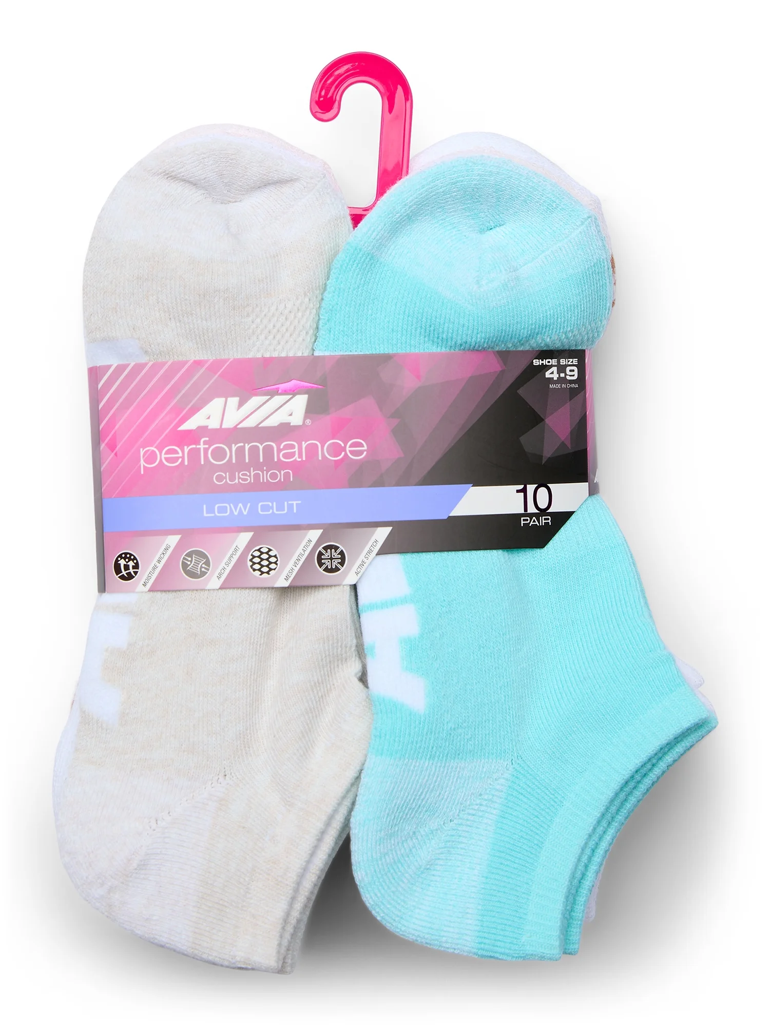 Avia Women's Performance Cushioned Low Cut Socks, 10-Pack