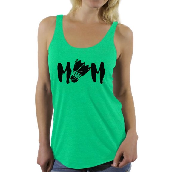 Awkward Styles Women's Badminton MOM Graphic Racerback Tank Tops Black Badminton Bird Mother's Day Gift
