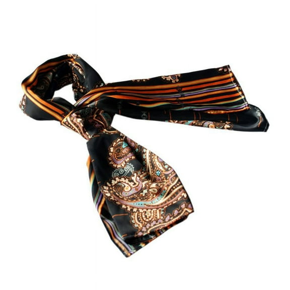 Blancho Black Chic Paisley & Stripes Design Fashion Soft Silk Scarf/Wrap/Shawl(Large)