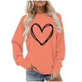 thumbnail image 1 of BLVB Chandail à Col Rond pour Femmes, Imprimé de Cœur, Manches Longues, Mignon, Coupe Ample, Léger, Hauts d'Automne, Cadeaux de la Saint-Valentin, 1 of 5