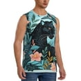 thumbnail image 2 of Daiia Black Panther Floral Illustration Printed Men's Tank Tops,Casual Soft Sleeveless Gym Muscle Shirts Bodybuilding Tee-X-Large, 2 of 8