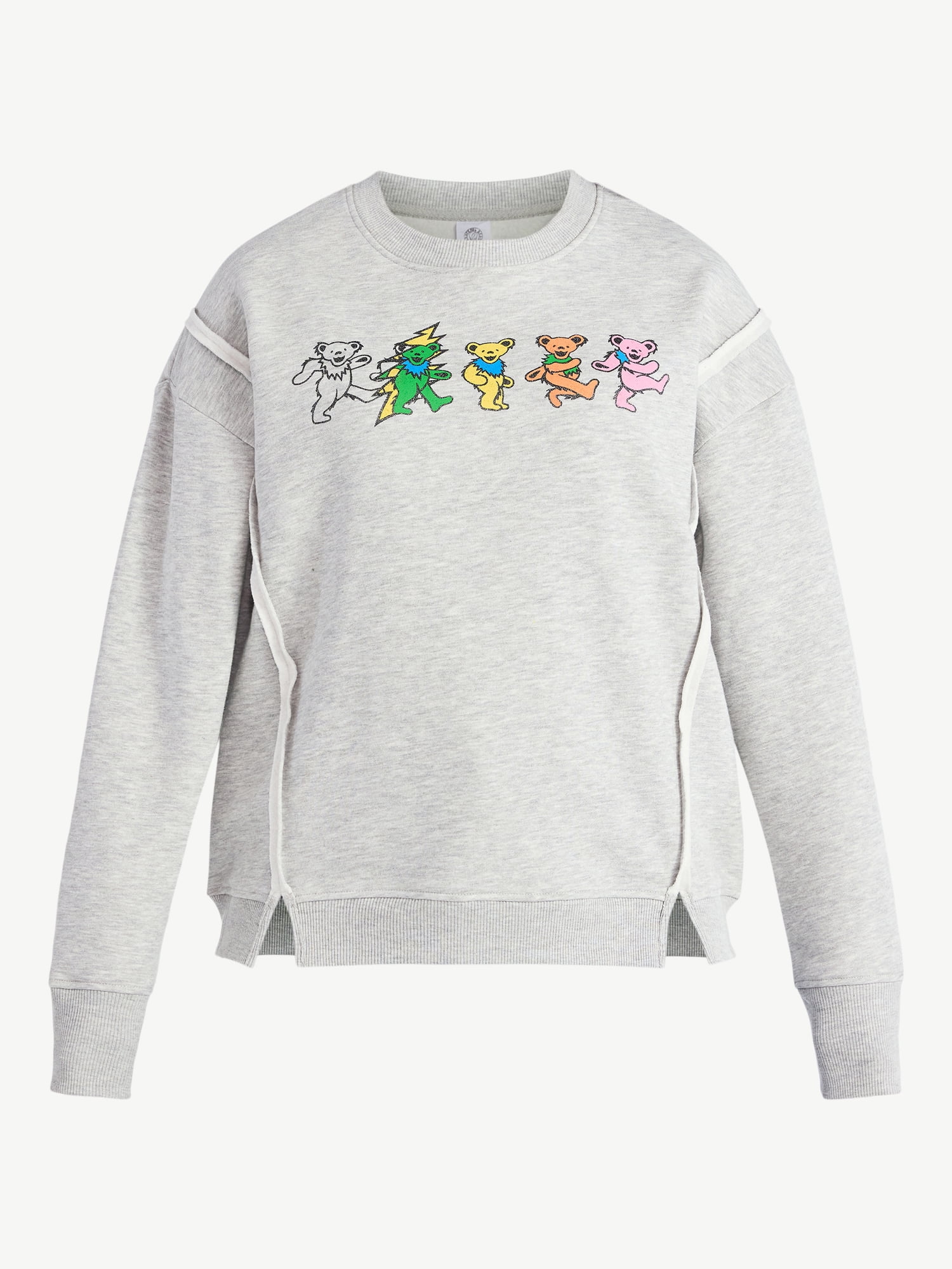Time and Tru Women's Grateful Dead Dancing Bear Line Up Graphic Sweatshirt with Long Sleeves, Sizes XS-XXXL