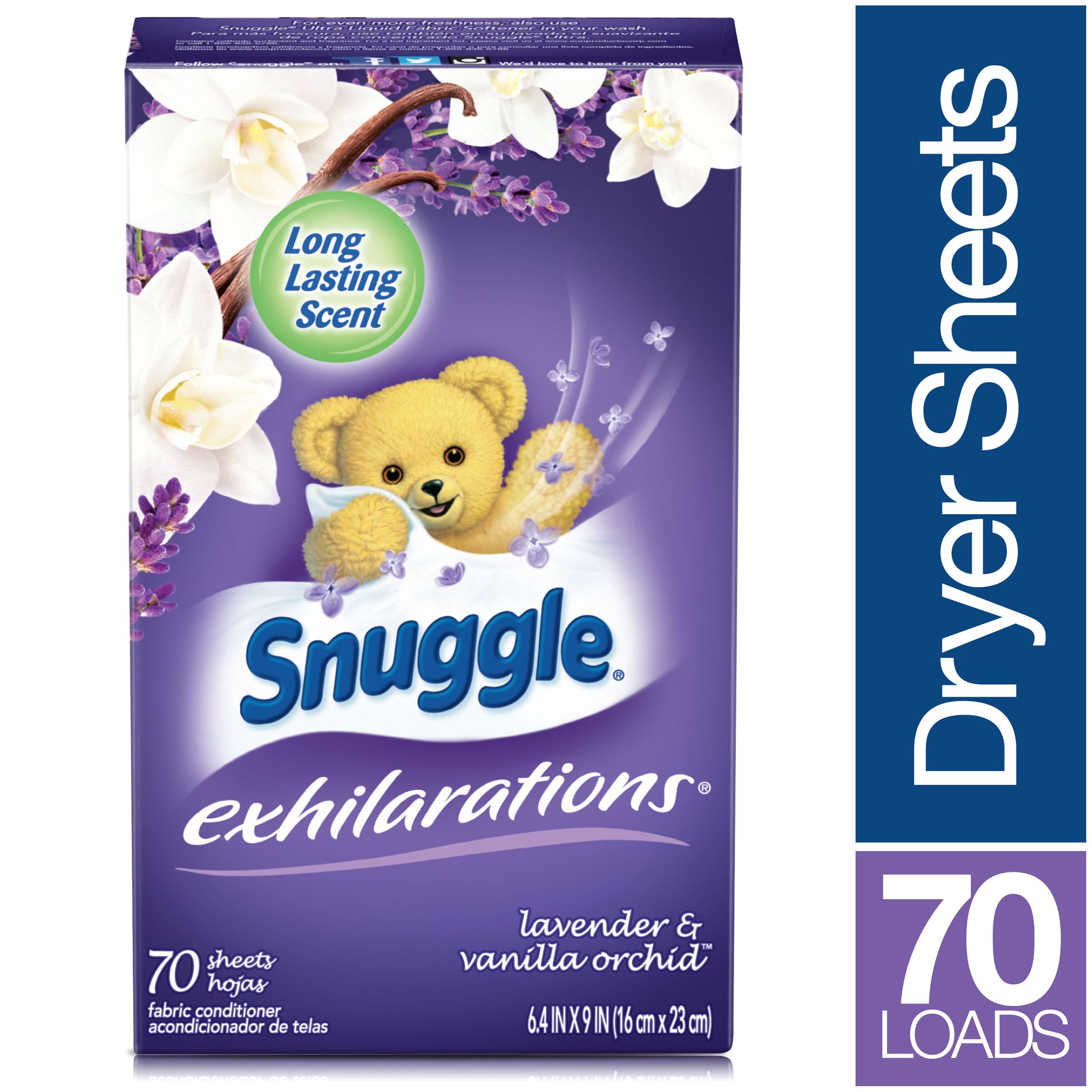Snuggle  Fabric Softener Dryer Sheets, Lavender & Vanilla Orchid, 70 Count - image 2 of 5