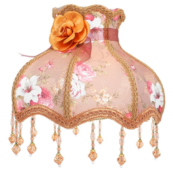 FUTUREORYY Lampshade Brown 1Pcs 12.2X12.2X11In Bedroom Lamp Square Fringe Bead Shape