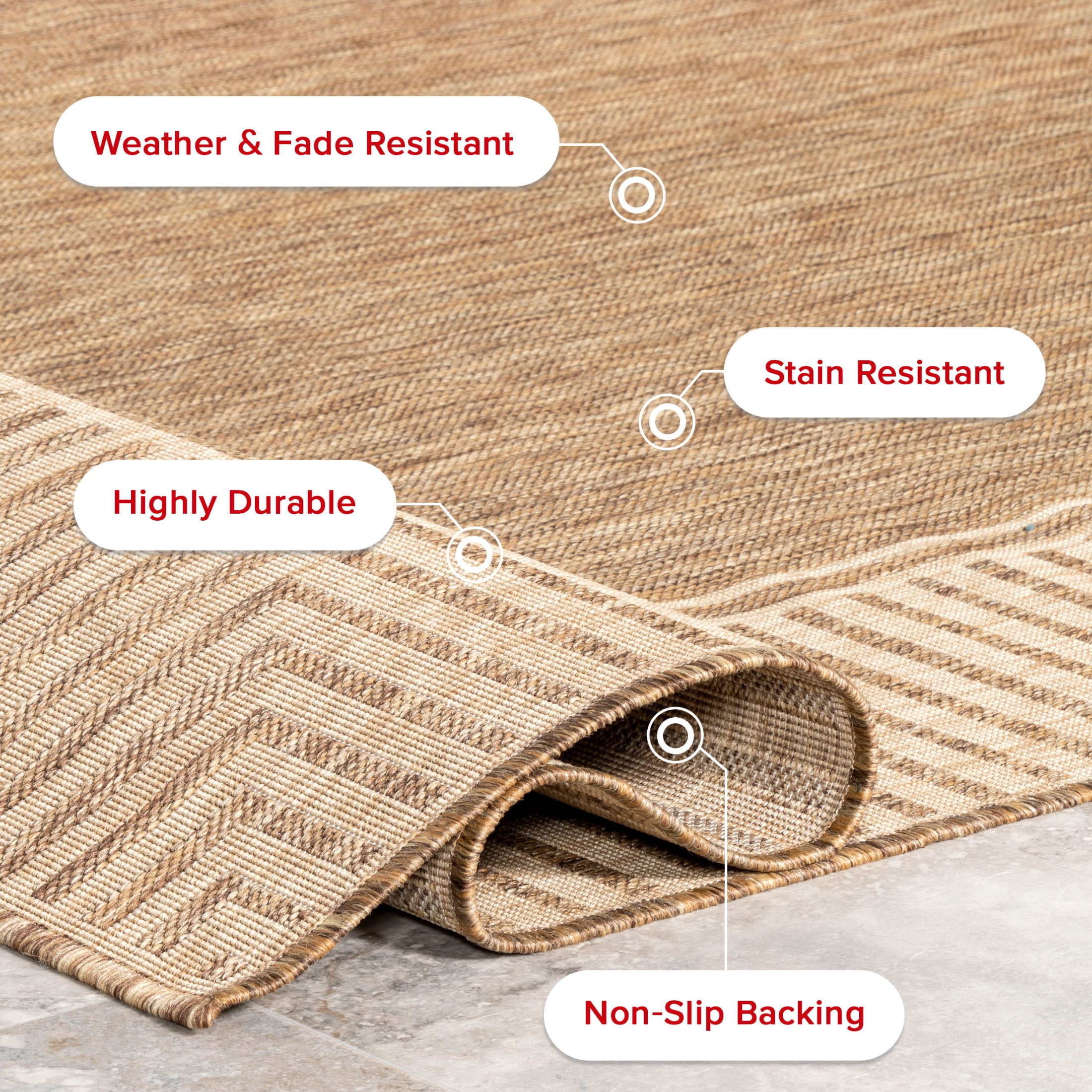 nuLOOM Asha Simple Striped Indoor/Outdoor Area Rug, 2' x 3', Asha Light Brown