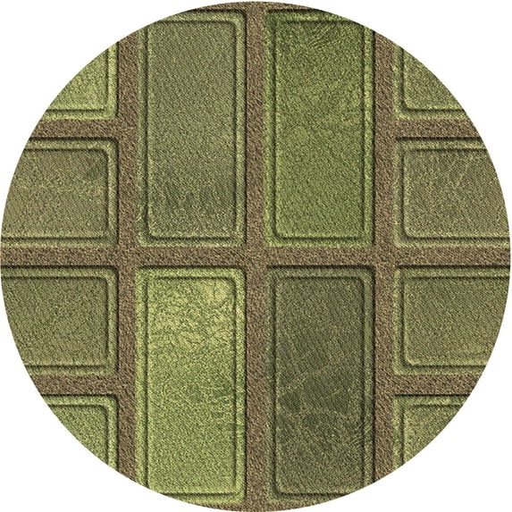 Ahgly Company Indoor Square Patterned Brass Green Area Rugs, 3' Square