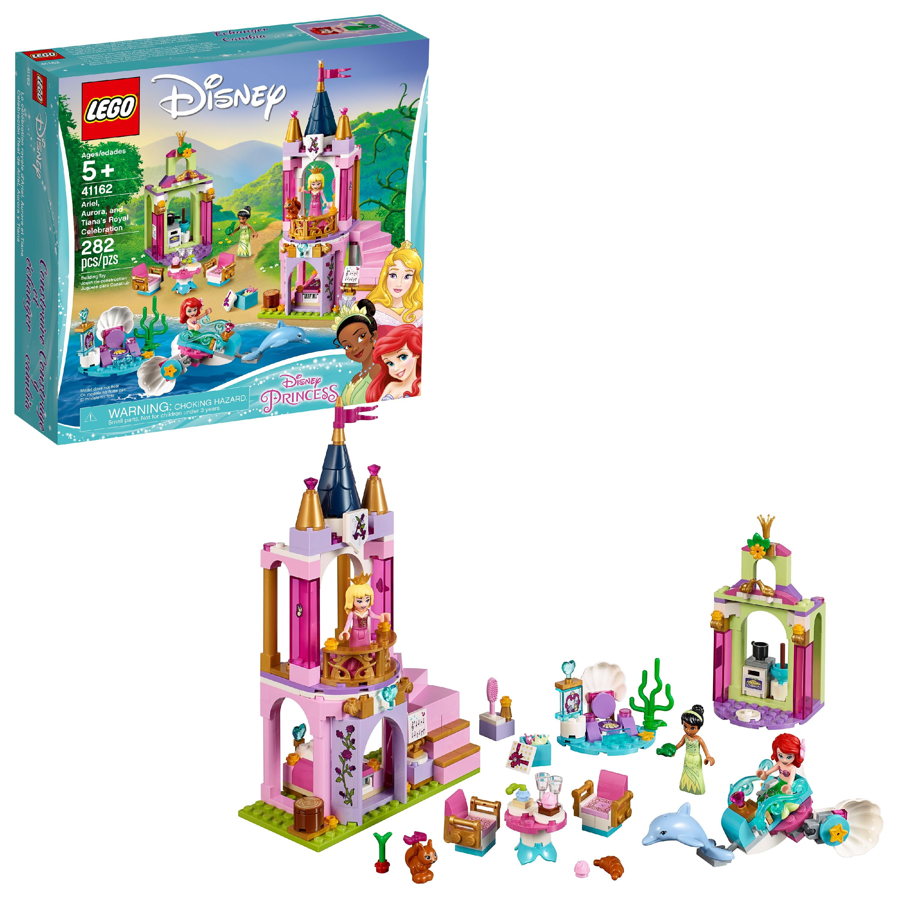 Støv initial Picket LEGO Disney Princess Ariel, Aurora, and Tiana's Royal Celebration 41162  Princess Castle Building Set - Walmart.com