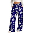 thumbnail image 1 of Pants for Women, Womens Fashionable Striped Printed Drawstring Wide Leg Pants, 1 of 4