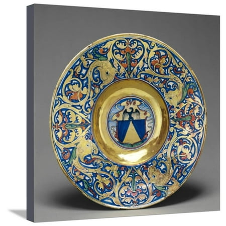 Coat Of Arms Art - Renaissance Plate with the Coat of Arms of the Vegeri Family of Savona Stretched Canvas Print Wall Art