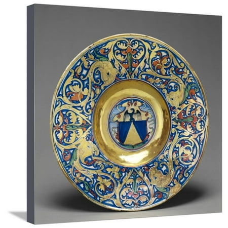 Renaissance Plate with the Coat of Arms of the Vegeri Family of Savona Stretched Canvas Print Wall