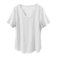 thumbnail image 3 of T Shirts For Women Womens Tops Casual Solid Color Scallops V Neck Tops Comfortable Breathable Short Sleeved V Neck T Shirt, 3 of 6