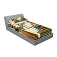 thumbnail image 2 of Egyptian Print Fitted Sheet & Pillow Sham Set, Old Papyrus Depicting Queen Nefertari Historical Empire Art, Decorative Printed 4 Piece Bedding Decor Set, Twin, Multicolor, by Ambesonne, 2 of 3