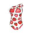 thumbnail image 4 of Yiaed Hand Drawn Strawberry Print Women One Piece Swimsuits Tummy Control One Shoulder Bathing Suits Pattern Ruffle Swimwear-Small, 4 of 8