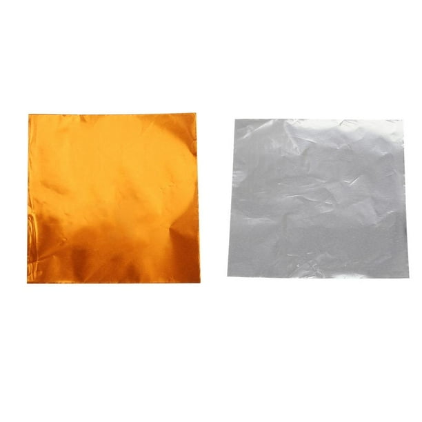 200pcs Paquete De Dulces Papel De Aluminio Envoltorios De Papel De Aluminio Plata Y Naranja