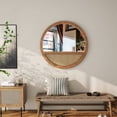 thumbnail image 2 of 24"Boho Round Natural Wood Rattan Wall Mirror Decor Art Decorative Accent Mirrors for Living Room Bedroom, 2 of 5