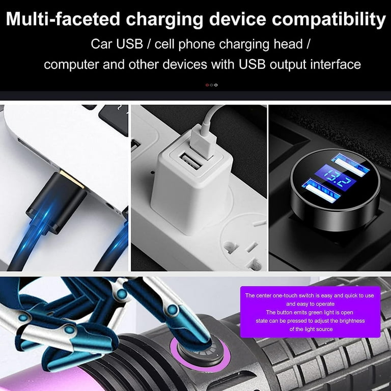 Powerful 365nm UV Blacklight Flashlight For Minerals - USB Rechargeable With Sodalite Sample Included