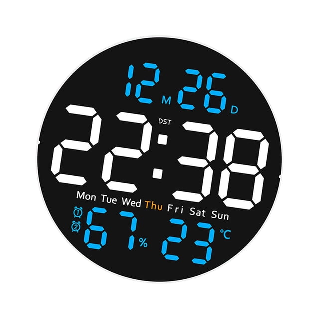 Calendario de reloj de pared digital degree f/ degree C conmutable con la semana de la fecha de luz nocturna para el dormitorio de la oficina dormitorio a salón Azul