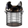 thumbnail image 2 of Ceramic Egg Storage Box E,Colorful Design Eggs Basket Ceramic Chicken Shaped Lid Round Wire Basket Bottom Handle Metal Wire Eggs Storage Basket With Ceramic Farm Chicken Cover Farmer Style, 2 of 8