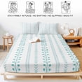 thumbnail image 5 of Twin XL Size Fitted Sheet Set - Mint Green Striped 2 Piece Bedding Sets 16" Deep Pocket Fitted Sheet with 1 Pillowcases, Spring Flowers Plants Lines Pattern Brushed Microfiber Hotel Luxury Bed Sheets, 5 of 9