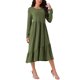 thumbnail image 4 of Vestido midi de mujer Inspire Chic de manga larga de otoño, cuello redondo, casual, suelto, con pliegues y capas, con bolsillos en color verde ejército, 4 of 5
