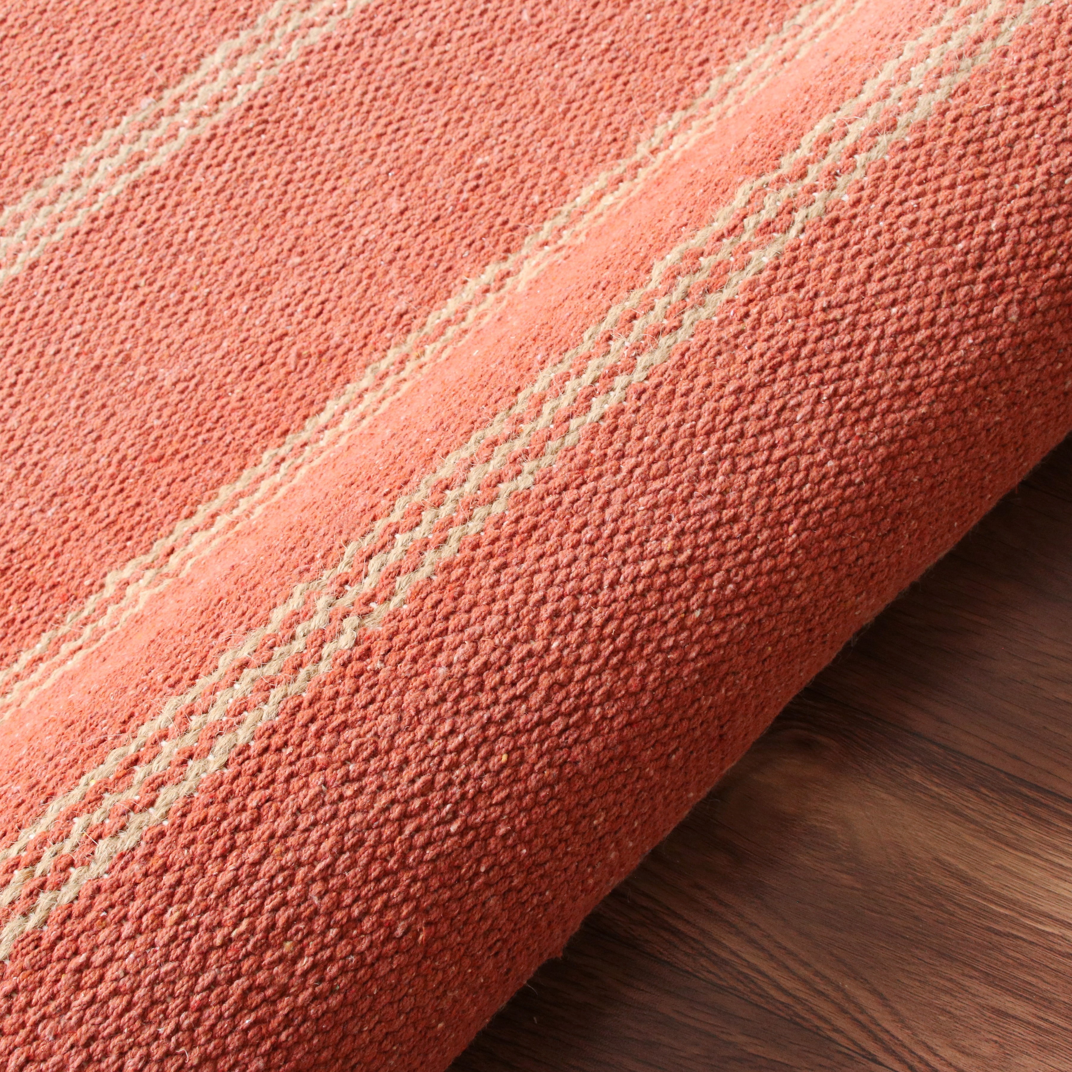 Ox Bay Hadley 5' x 7'9" Cinnamon/Tan Striped Braided Jute Indoor Area Rug