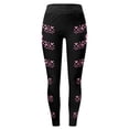thumbnail image 4 of Leggings For Women Pink Ribbon Butterfly Print Breast Cancer Awareness 4-Way Stretch Casual Tummy Control Leggings, 4 of 5