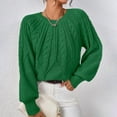 thumbnail image 2 of OJinShaWanO Manteaux Pulls pour Femmes Pull Décontracté Couleur Unie Col Rond Fileté, 2 of 3
