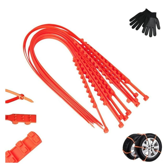 Anti-Skid Tire Chain,Emergency Traction Cable Snow Tire Zip Ties,Multi-Function Adjustable Nylon Car