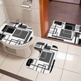 thumbnail image 5 of Abstract Lines Art Bathroom Rugs Set Black White Grey Geometric Modern Non Slip Absorbent Soft Bath Mats 3 Piece Set with Bathroom Rug, U-Shaped Floor Mat, Toilet Seat Cover Small Size, 5 of 9