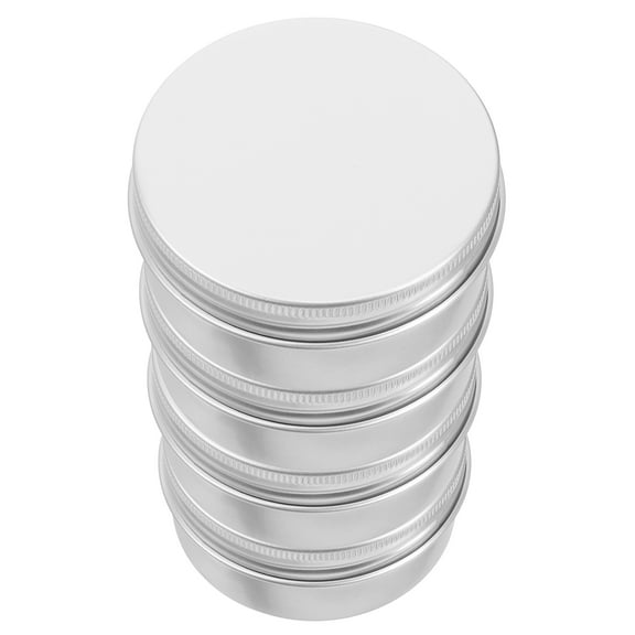 BESTYASH 4pcs Silver Aluminum Storage Containers for Craft Supplies and Party Favors, Round Design