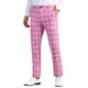thumbnail image 4 of Pantalones de traje de hombre de corte regular con estampado a cuadros, frente plano y cintura elástica clásica 30 Rosa oscuro, 4 of 7